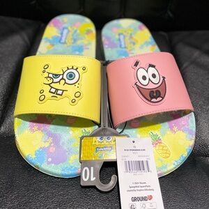 Women’s size 10 / adult size  8 SpongeBob and Patrick slides